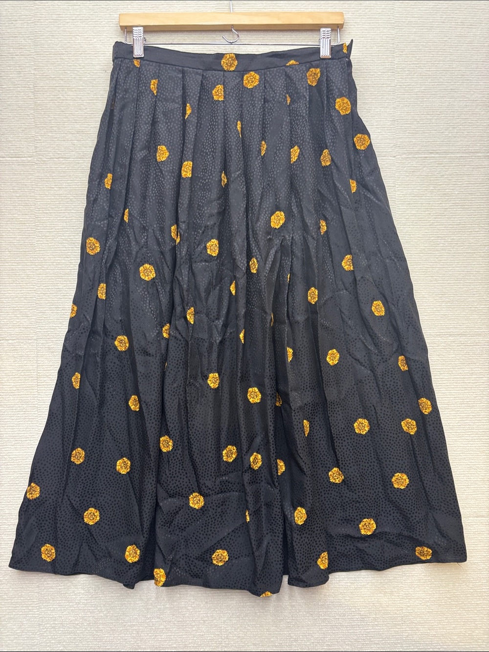 Black silk Maxi Skirt with Gold 14